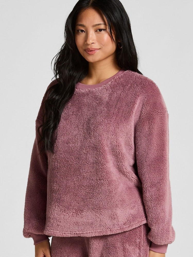 Hunkemoller Pink Long Sleeved Fluffy Fleece - Image 1 of 5 Hunkemoller Pink Long Sleeved Fluffy Fleece - Image 1 of 5