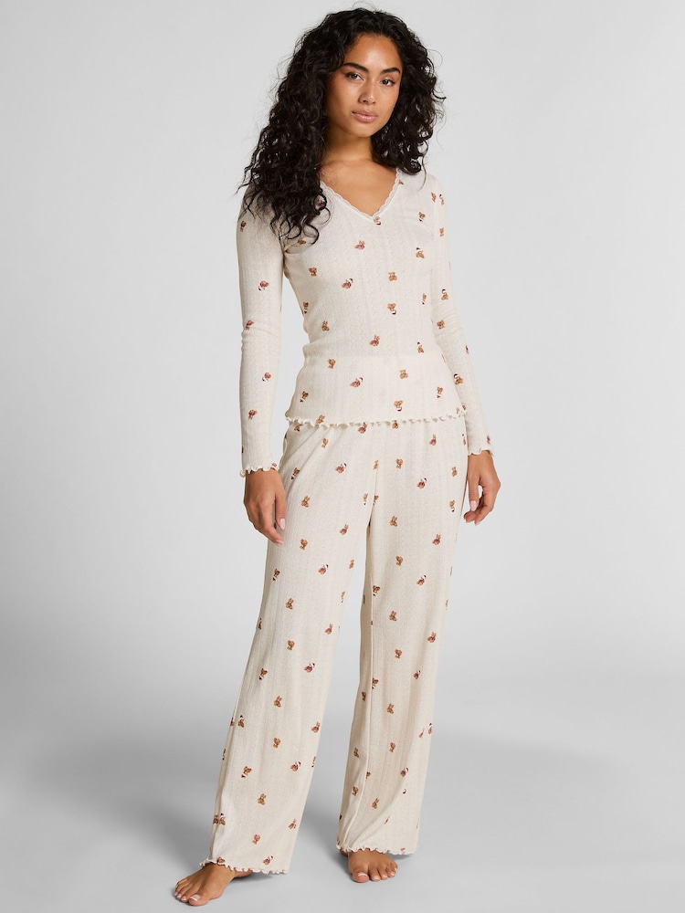 Hunkemoller Pointelle White Pyjamas Set - Image 1 of 3