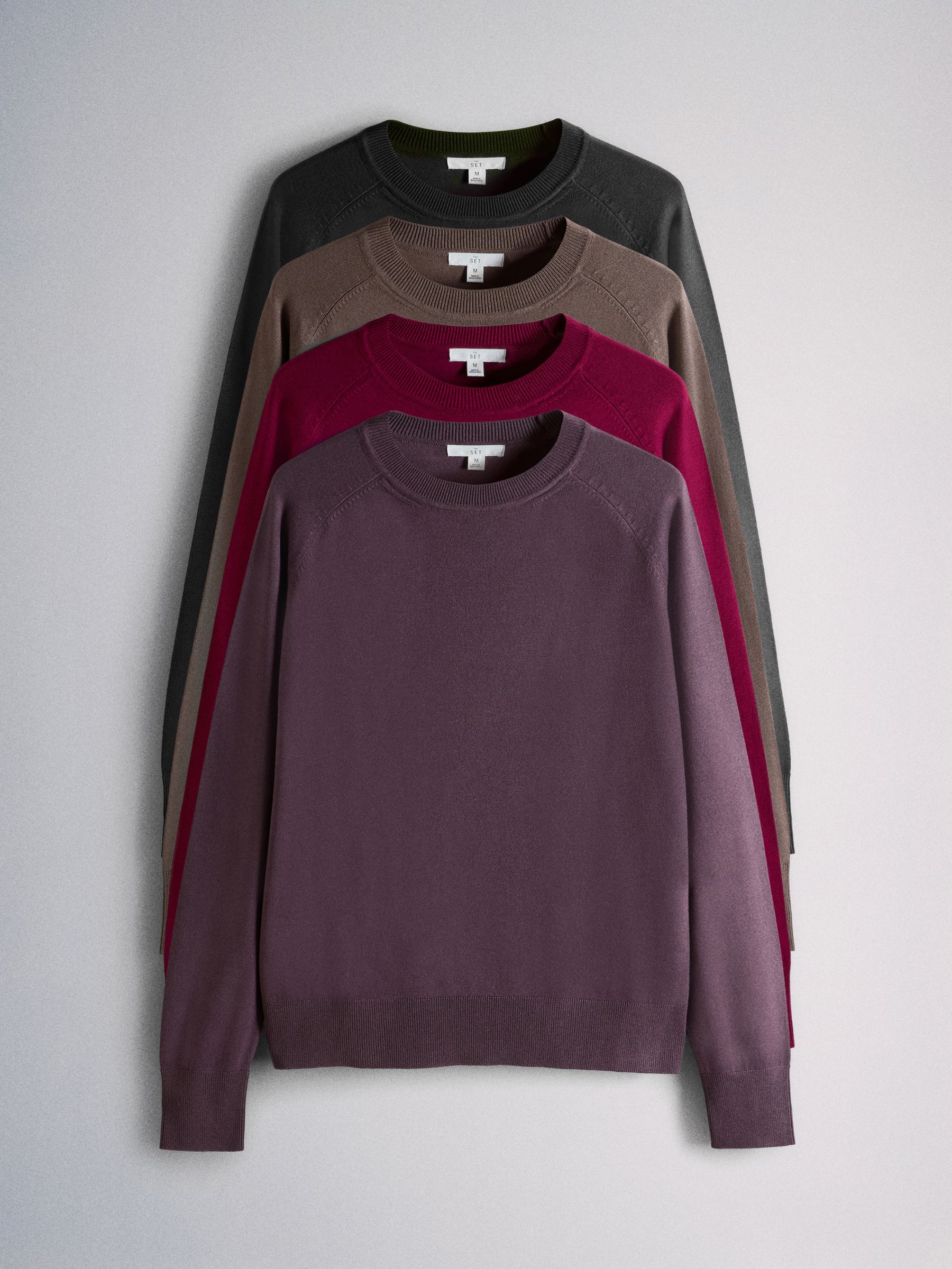 Buy The Set 4 Pack Fine Knitted Crew Neck Jumpers Dark Navy/Plum