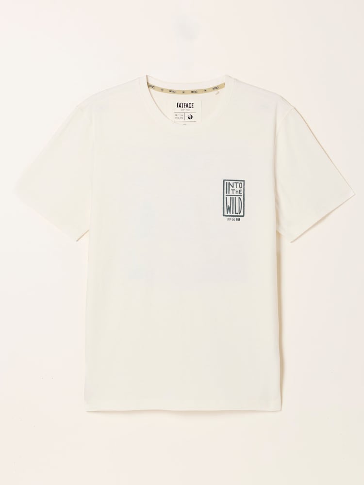 FatFace White Into The Wild Graphic Tshirt - Image 1 of 2