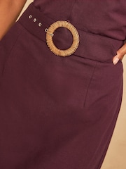 Love & Roses Berry Cotton / Linen Blend Lace Trim Midi Skirt - Image 2 of 5