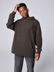smALLSAINTS Brown Orlando Oversized Pullover Waffle Hoodie - Image 1 of 12