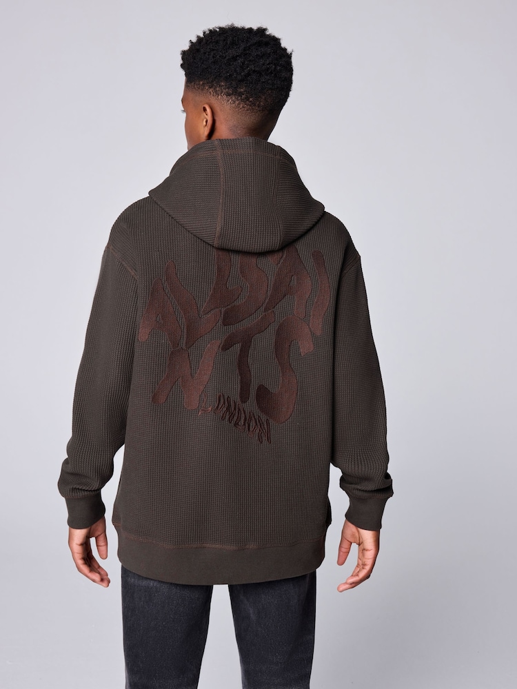 smALLSAINTS Brown Orlando Oversized Pullover Waffle Hoodie - Image 2 of 12 smALLSAINTS Brown Orlando Oversized Pullover Waffle Hoodie - Image 2 of 12
