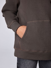 smALLSAINTS Brown Orlando Oversized Pullover Waffle Hoodie - Image 3 of 12