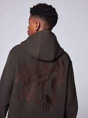 smALLSAINTS Brown Orlando Oversized Pullover Waffle Hoodie - Image 5 of 12