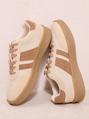 Friends Like These Tan Brown Wide Fit Lace Up Retro Gumsole Sports Trainers - Image 1 of 4