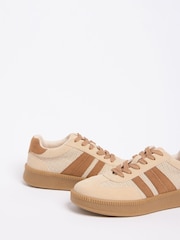 Friends Like These Tan Brown Wide Fit Lace Up Retro Gumsole Sports Trainers - Image 2 of 4