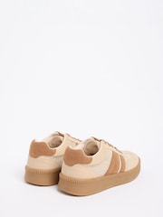 Friends Like These Tan Brown Wide Fit Lace Up Retro Gumsole Sports Trainers - Image 3 of 4