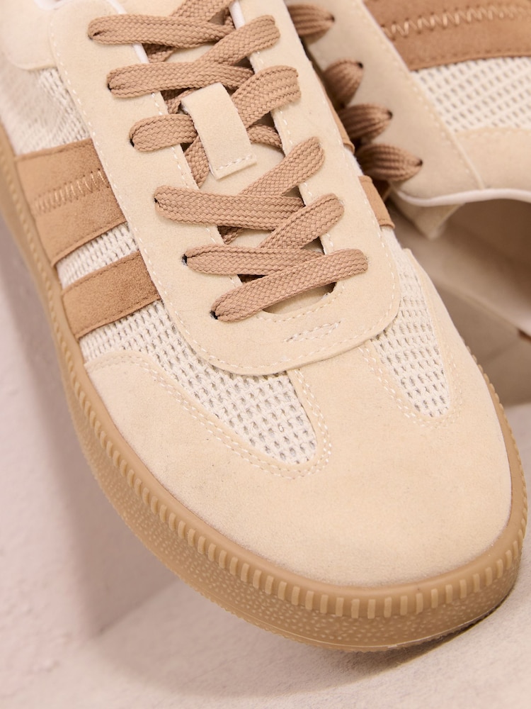Friends Like These Tan Brown Wide Fit Lace Up Retro Gumsole Sports Trainers - Image 4 of 4