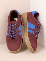 Friends Like These Burgundy Red Standard Fit Lace Up Retro Gumsole Sports Trainers - Image 2 of 6