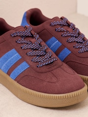 Friends Like These Burgundy Red Standard Fit Lace Up Retro Gumsole Sports Trainers - Image 4 of 6