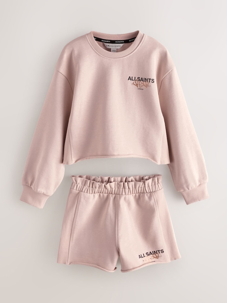 smALLSAINTS Light Pink Lover Sweatshirt and Sweat Shorts Set - Image 1 of 6