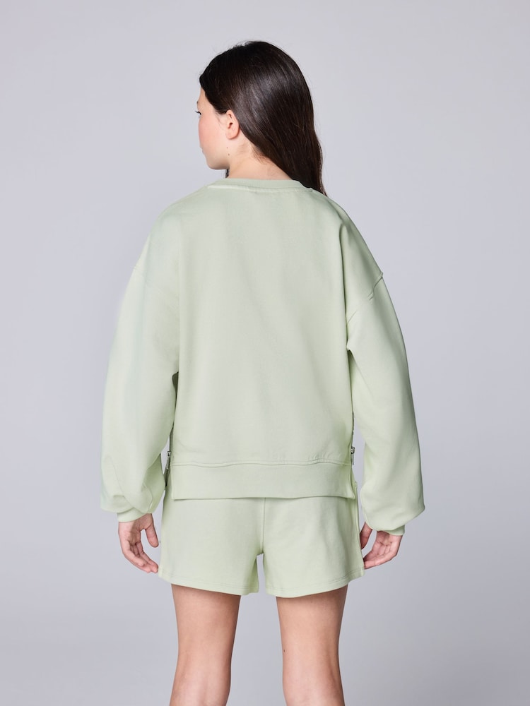 smALLSAINTS Mint Green Script Sweatshirt and Shorts Set - Image 2 of 8 smALLSAINTS Mint Green Script Sweatshirt and Shorts Set - Image 2 of 8