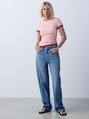 Light Blue Barrel Leg Jeans - Image 1 of 6