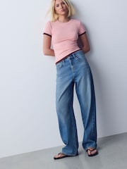 Light Blue Barrel Leg Jeans - Image 3 of 6