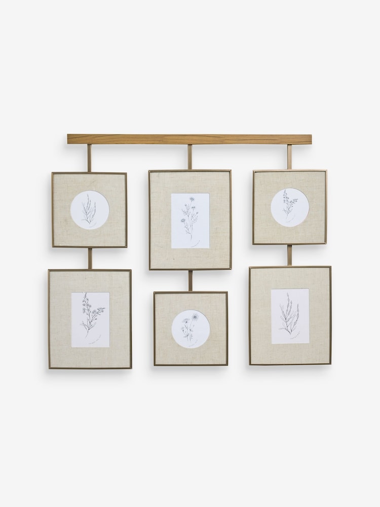 Brass and Linen Gallery Wall Collage 6 Frame Photo Frame - Image 1 of 2