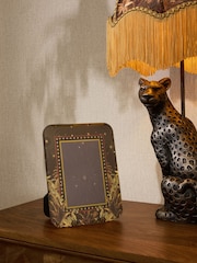 Black Glass Tiger and Star Patterned Photo Frame - Image 1 of 4