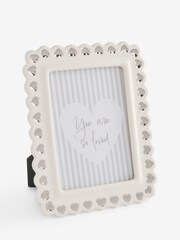 White and Silver Hearts Ceramic Photo Frame - Image 1 of 3