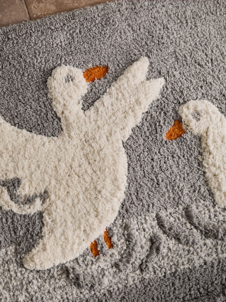 Grey Runner Bath Swimming Duck Runner Bathmat - Image 2 of 3 Grey Runner Bath Swimming Duck Runner Bathmat - Image 2 of 3