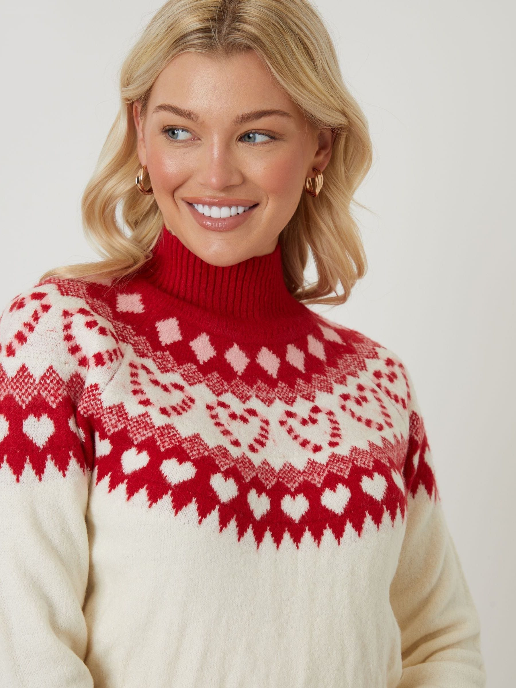 Buy Threadbare Cream Love Heart Fairisle Knitted Jumper from Next