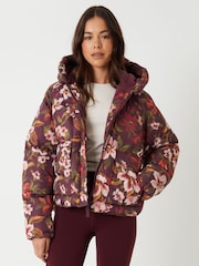 Threadbare Red Floral Print Hooded Padded Jacket - Image 2 of 5