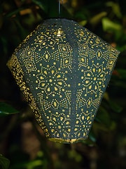 The Solar Centre Warm White Tyvek Teal Solar Garden Lantern Diamond - Image 1 of 1