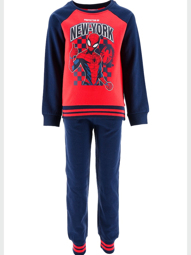 Brands In Red Marvel Spider-Man New York Sweat Top & Joggers Set - Image 1 of 4 Brands In Red Marvel Spider-Man New York Sweat Top & Joggers Set - Image 1 of 4