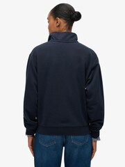 Superdry Blue Essential Logo Garment Dye Half Zip Jumper - Image 2 of 3
