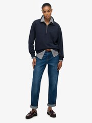 Superdry Blue Essential Logo Garment Dye Half Zip Jumper - Image 3 of 3
