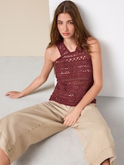 Neutral Stone Wide Leg Cropped Denim Chinos - Image 3 of 9