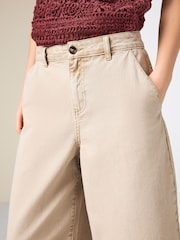Neutral Stone Wide Leg Cropped Denim Chinos - Image 6 of 9