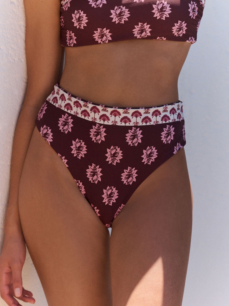 Daily by Desmond and Dempsey Chocolate/Cream High Waist Reversible Bikini Briefs - Image 5 of 5