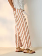 Orange/White Stripe Lightweight Denim Patch Pocket Cropped Jeans - Image 2 of 9