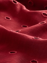 Desmond & Dempsey for Next Deep Red Lyocell Viscose Linen Blend Longline Eyelet Cami Dress - Image 7 of 8