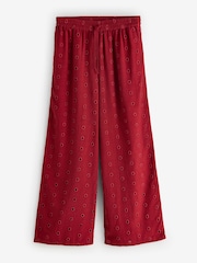 Desmond & Dempsey for Next Deep Red Lyocell Viscose Linen Blend Longline Eyelet Trousers - Image 7 of 9