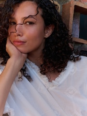 Daily by Desmond and Dempsey White Embroidery Cotton Tie Kaftan Dress - Image 3 of 5