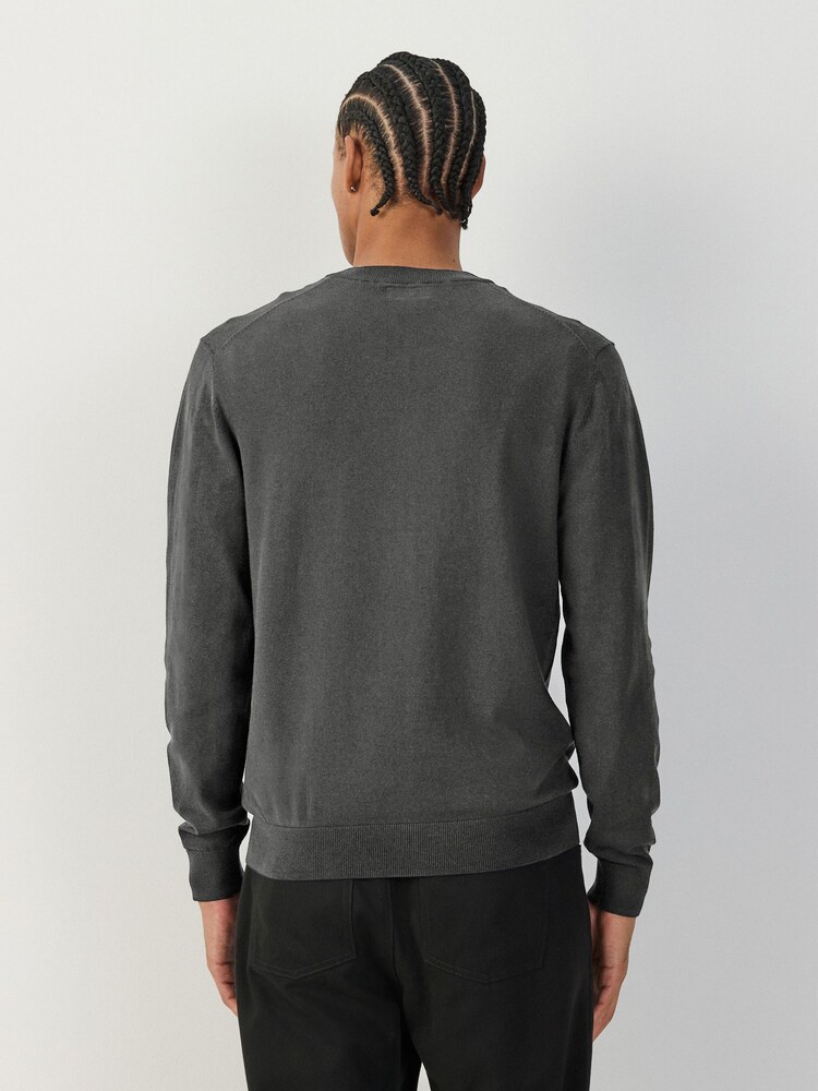 Charcoal Grey Crew Neck Regular Fit Cotton Rich Jumper - Image 3 of 3