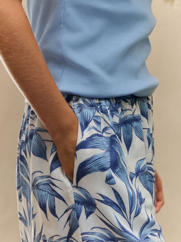 Daily by Desmond and Dempsey Blue Palm Cotton Viscose Blend Vest Shorts Set - Image 6 of 6