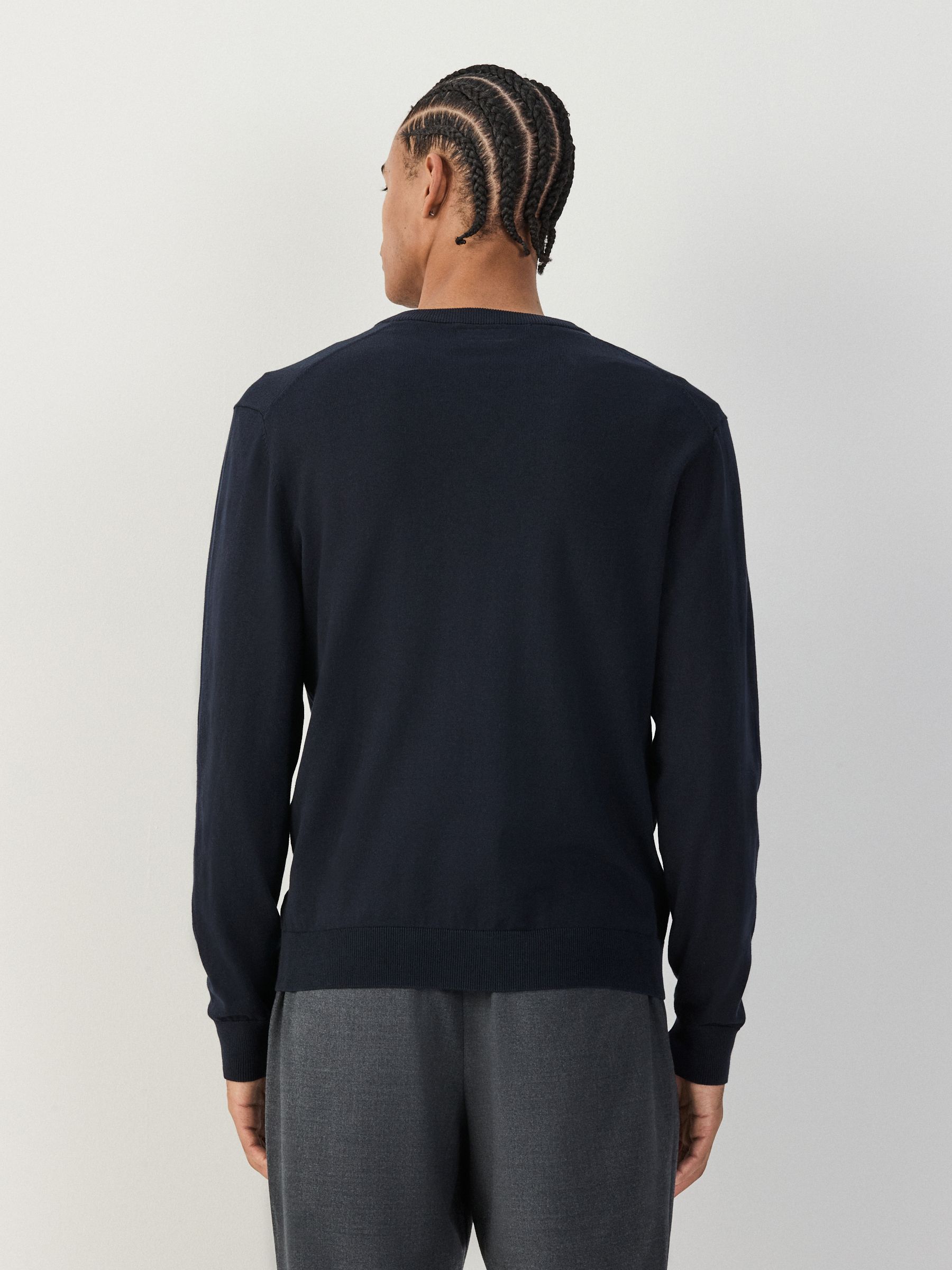 Buy Navy Blue V-Neck Regular Fit Cotton Rich Jumper from Next USA