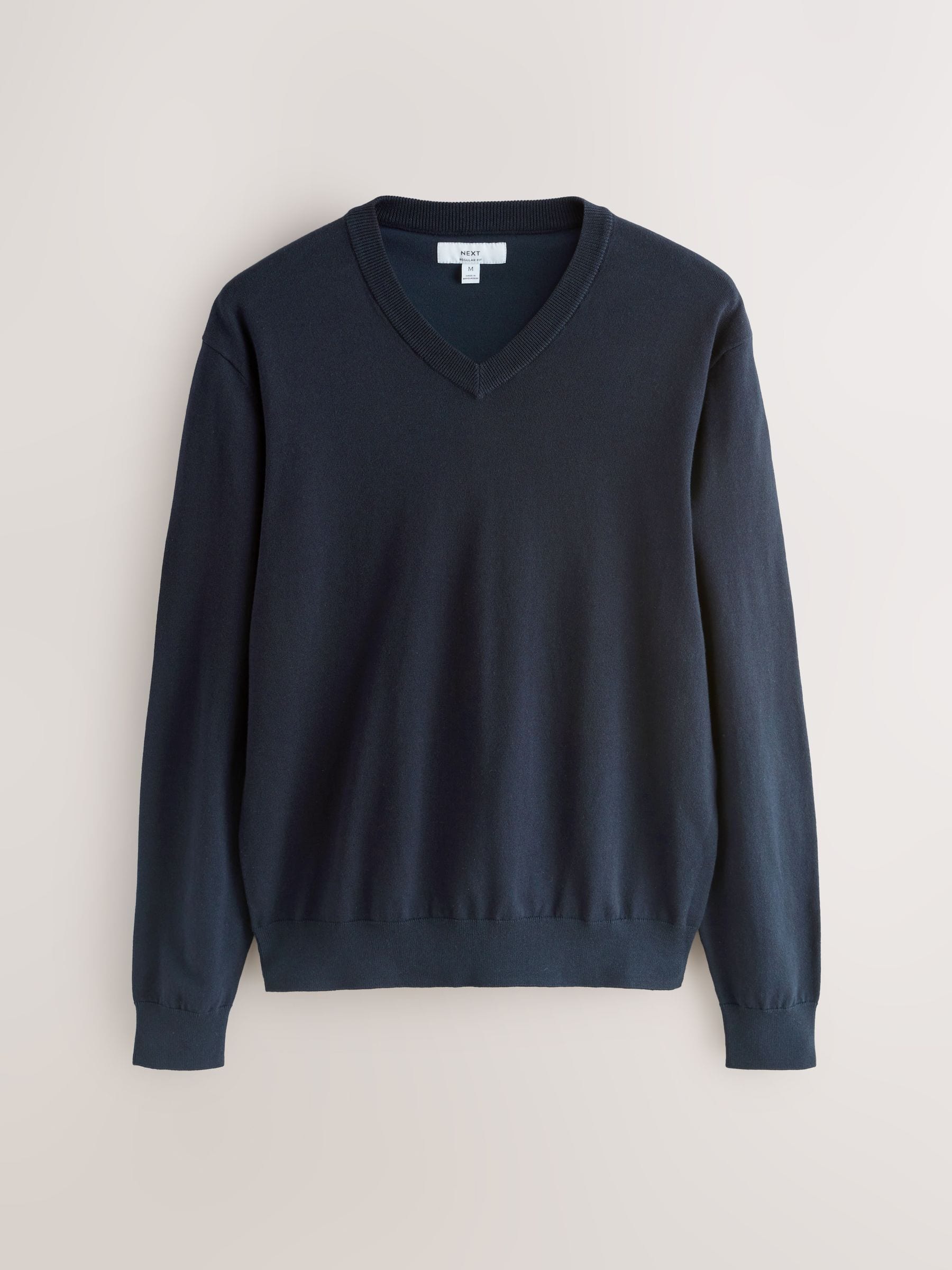 『TEN Vneck COTTON KNIT NAVY L』 Buy Navy Blue V-Neck Regular Fit Cotton Rich Jumper from Next USA