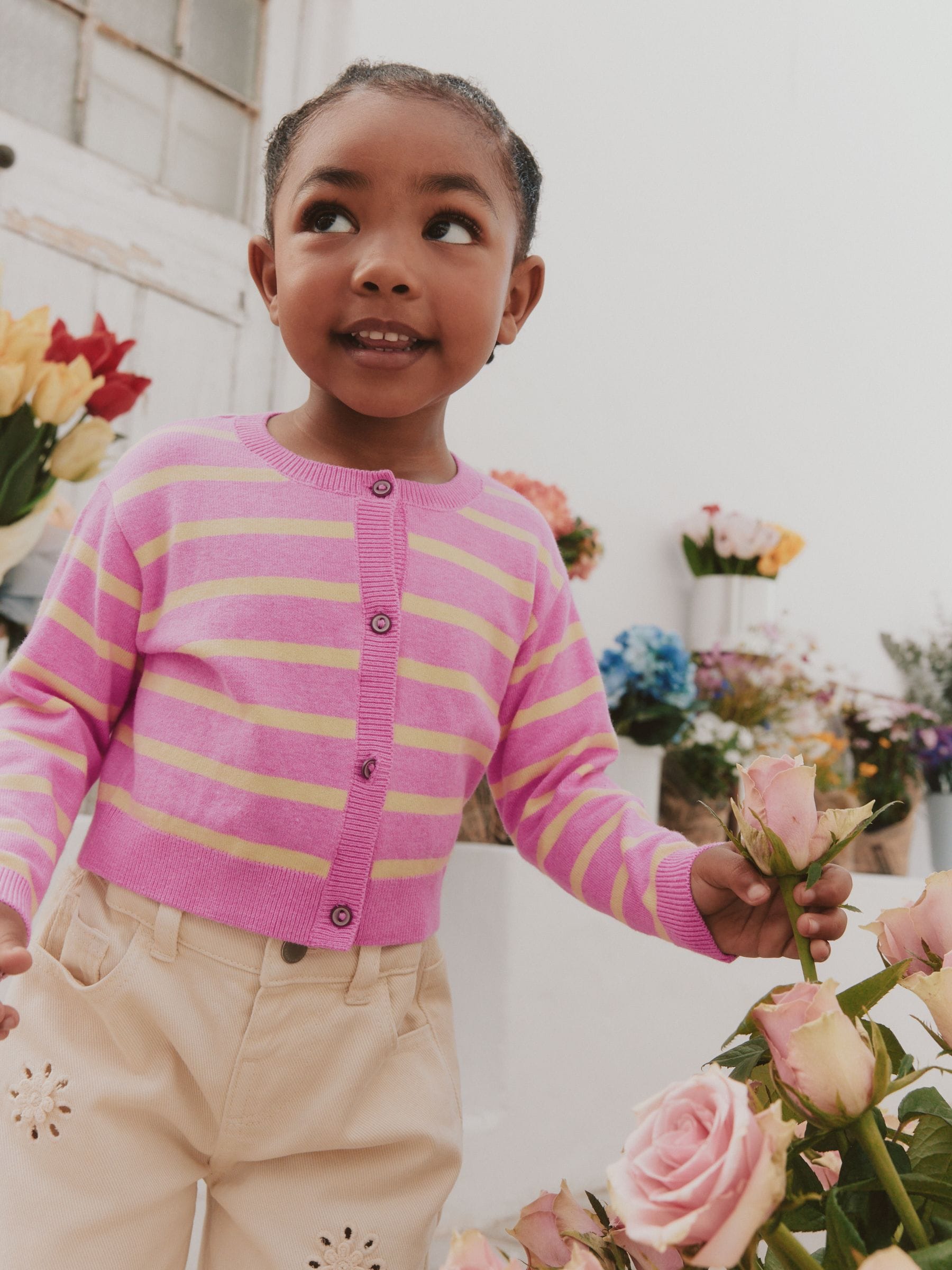 ほぷ11/7 SサイズLLL Stripe Cardigan Buy Pink and Yellow stripe Cardigan (3mths-10yrs) from Next USA