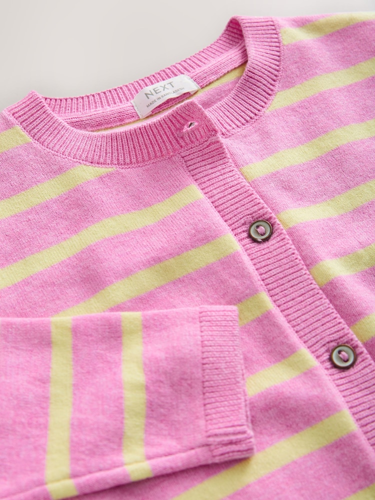 Pink and Yellow stripe Cardigan (3mths-10yrs) - Image 4 of 4 Pink and Yellow stripe Cardigan (3mths-10yrs) - Image 4 of 4