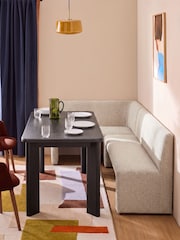 MADE.COM Off White Pax Boucle Left Hand Corner Corner Bench and Dining Table - Image 1 of 6