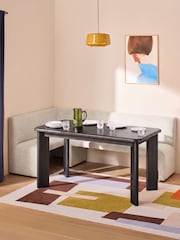 MADE.COM Off White Pax Boucle Left Hand Corner Corner Bench and Dining Table - Image 3 of 6