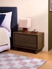 MADE.COM Dark Walnut Effect Kaci 1 Drawer Wide Bedside Table - Image 1 of 6