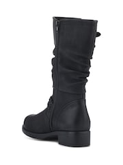 Pavers Black Buckle-Detailed Calf Length Boots - Image 3 of 5