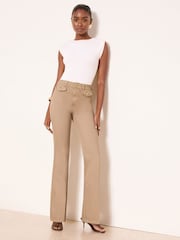 Lipsy Stone Petite Glam Flare Leg Jeans - Image 1 of 4