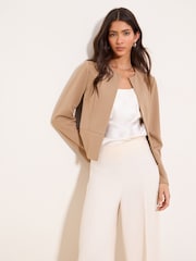 Lipsy Stone Cropped Collarless Blazer - Image 1 of 4