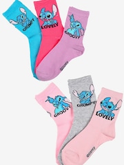 Brands In Blue Disney Stitch Poses Socks 6 Pack - Image 1 of 5