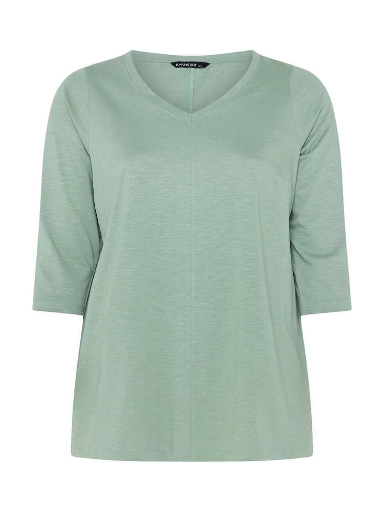 Evans Green Evans V-Neck Slub T-Shirt - Image 5 of 5 Evans Green Evans V-Neck Slub T-Shirt - Image 5 of 5